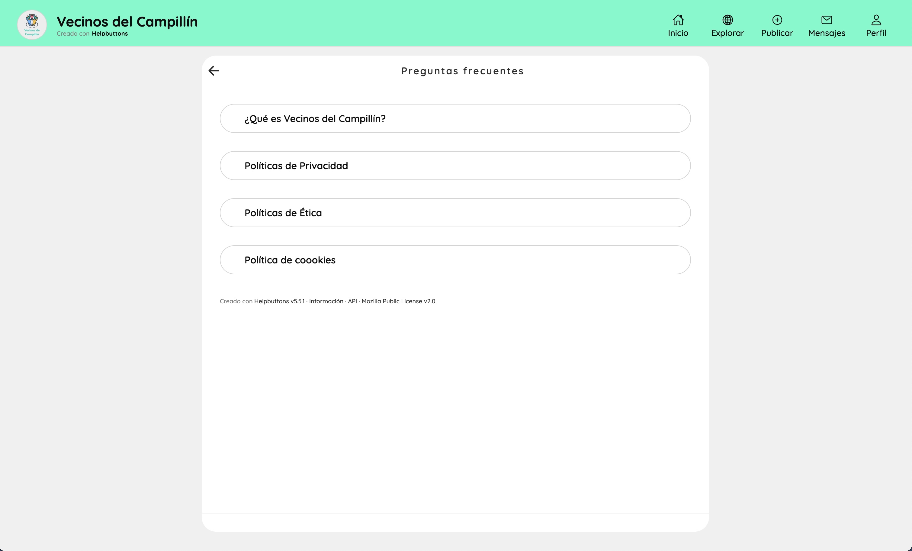 Página de preguntas frecuentes