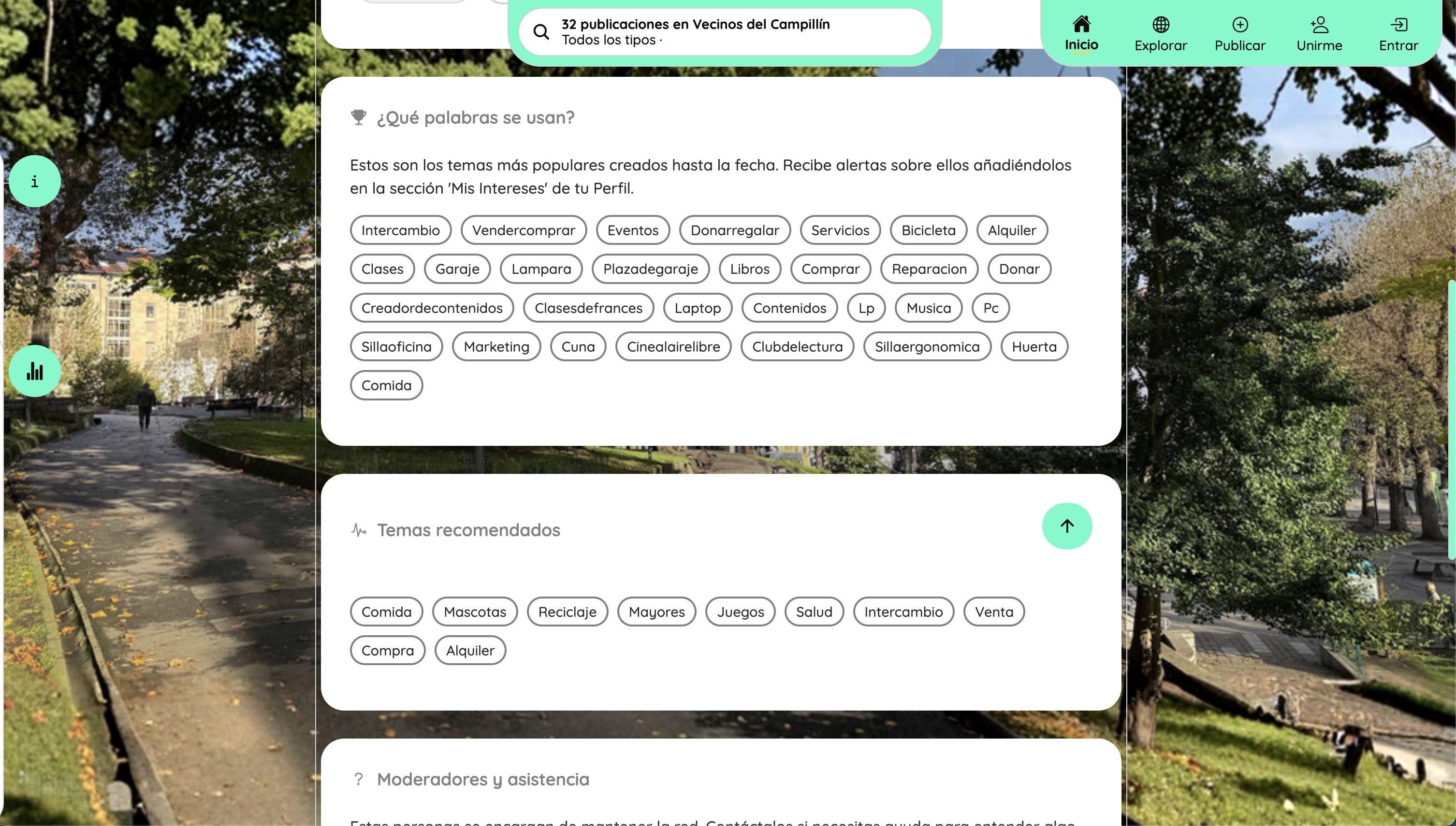 Inicio — etiquetas e información